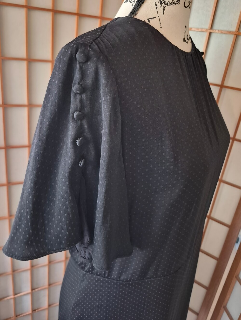 H&M Swiss Dot Silk Flutter Sleeve Dress